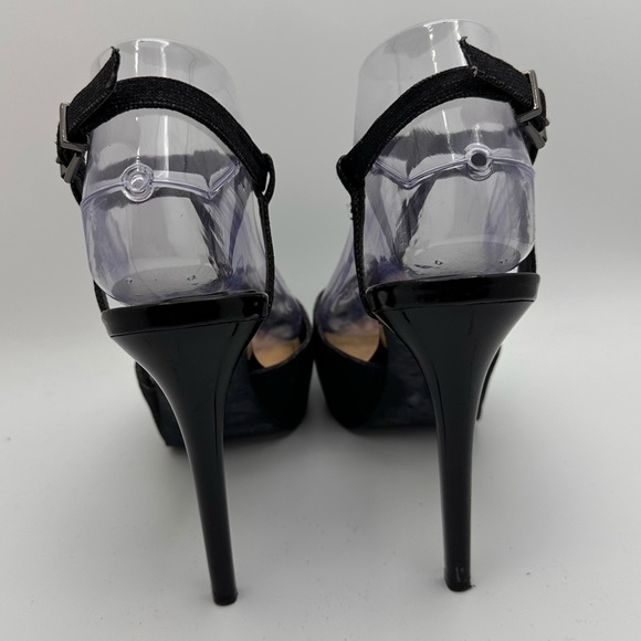 Gianni Bini Women’s Stiletto Heel T-strap Open Toe Heels Size 8.5 Sparkly Black - Picture 4 of 6